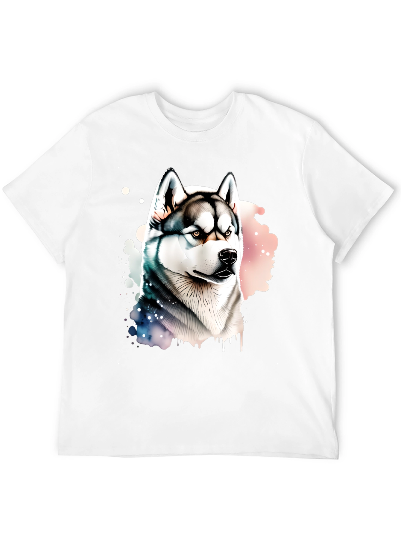 Husky Dog Graphic Print Black T-Shirt