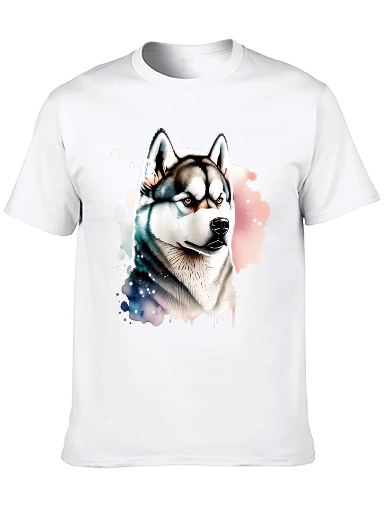 Husky Dog Graphic Print Black T-Shirt