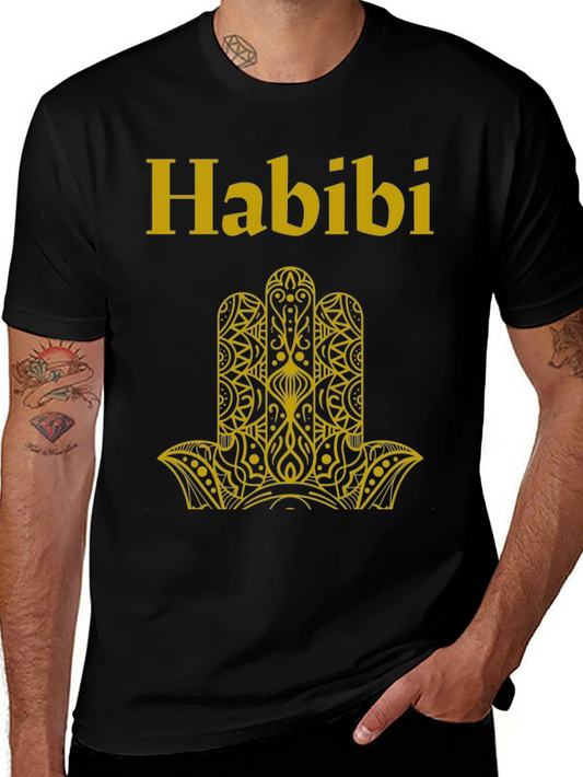 Habibi T-Shirt Black with Gold Hamsa Design