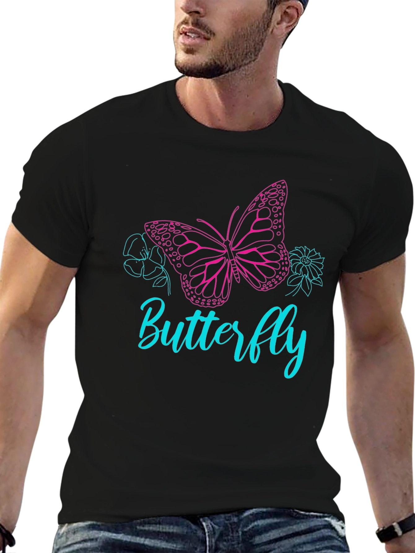 Butterfly Graphic T-Shirt - Stylish Black Tee