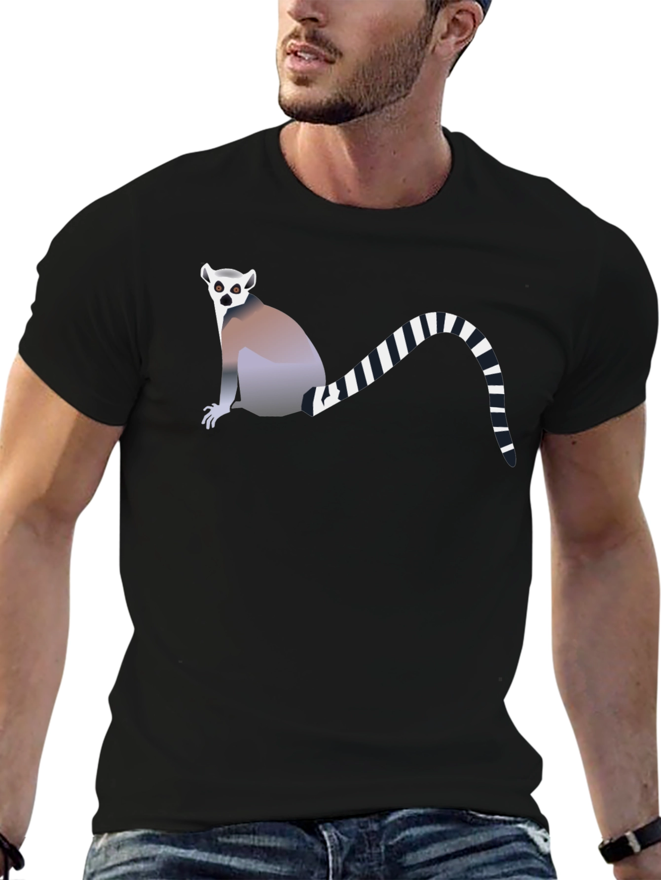 Lemur Graphic Tee - Black Cotton T-Shirt