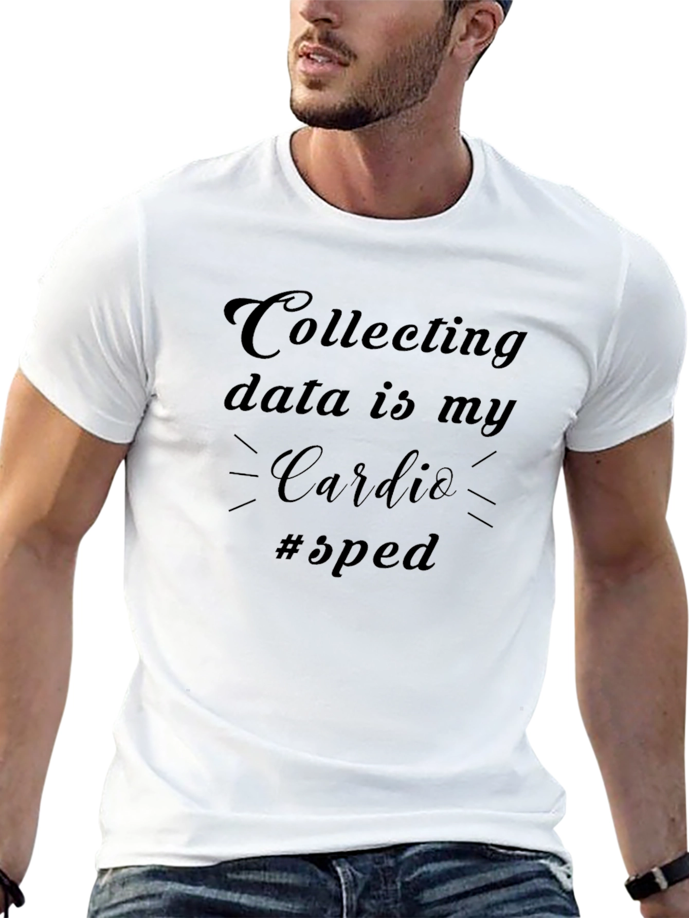 Collecting Data is My Cardio Black Graphic Tee