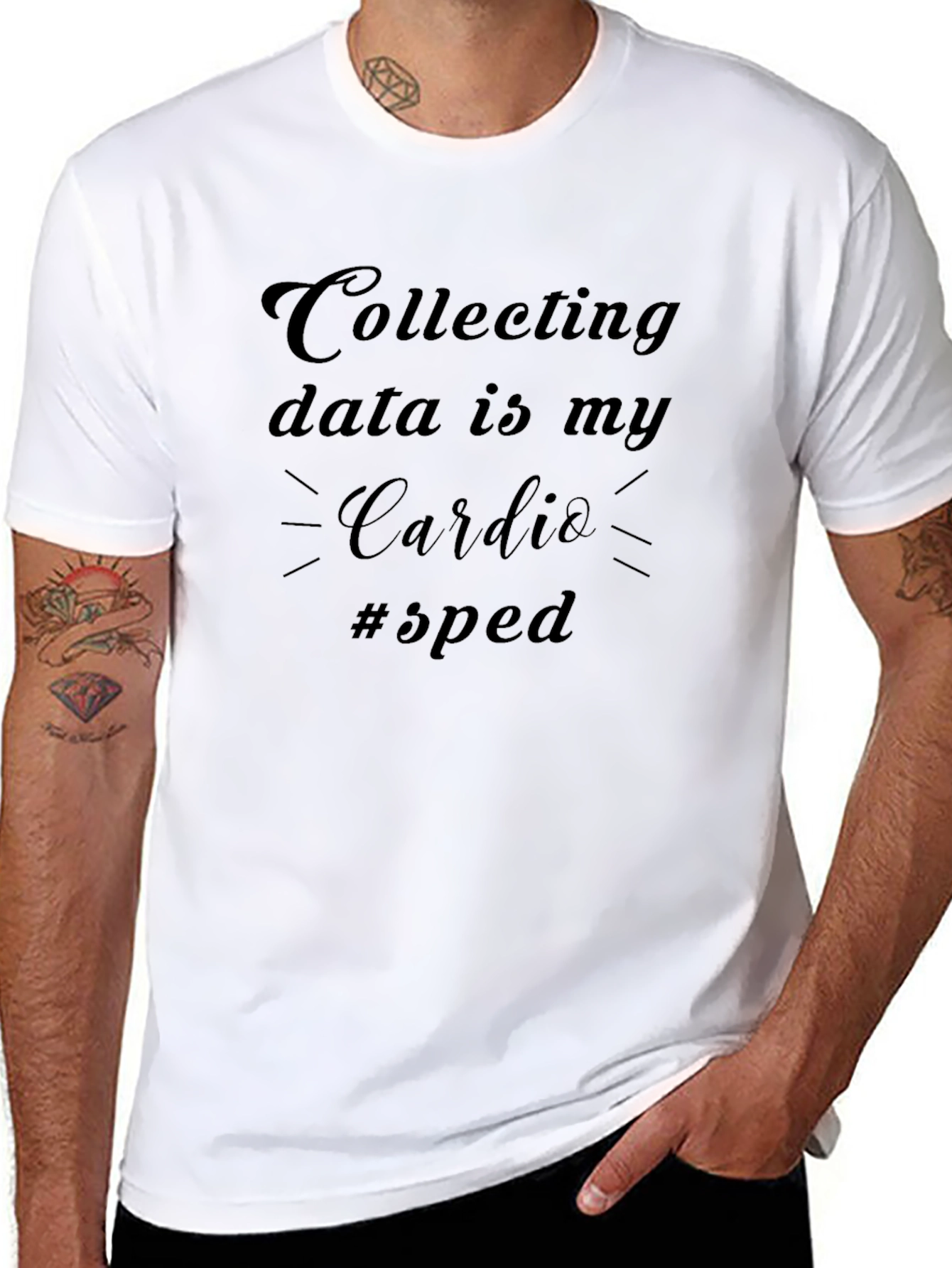 Collecting Data is My Cardio Black Graphic Tee