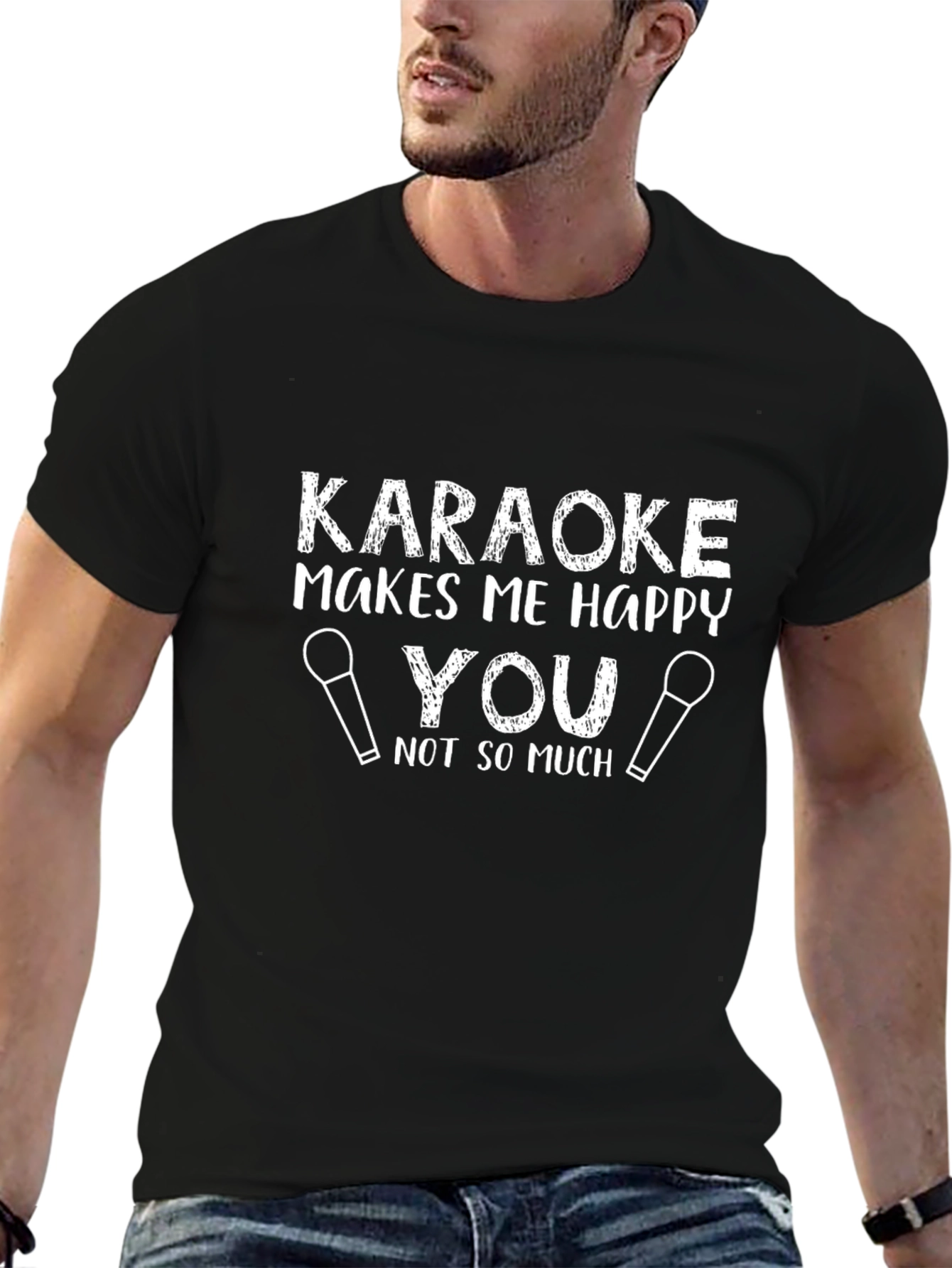 Karaoke Makes Me Happy T-Shirt - Black
