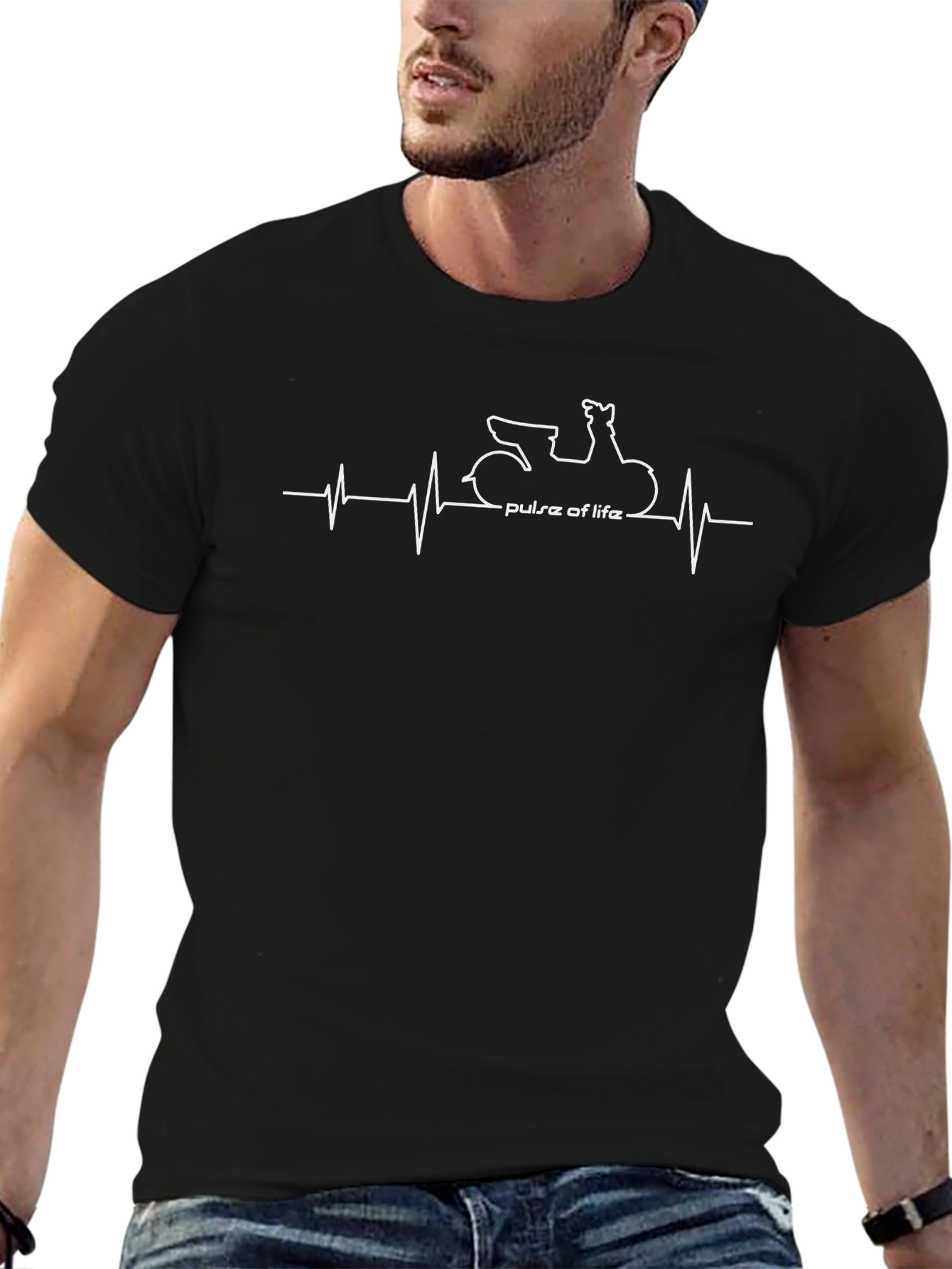 Pulse of Life Scooter T-Shirt - Black Cotton Tee