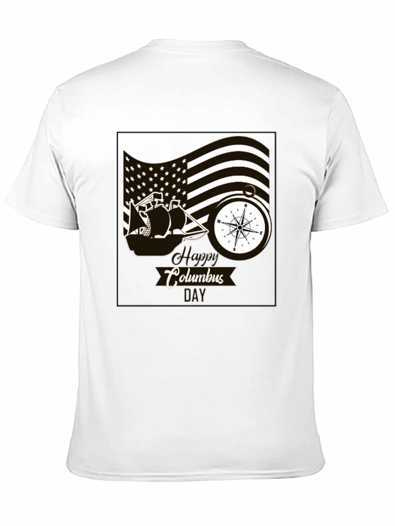Columbus Day Graphic T-Shirt - Black