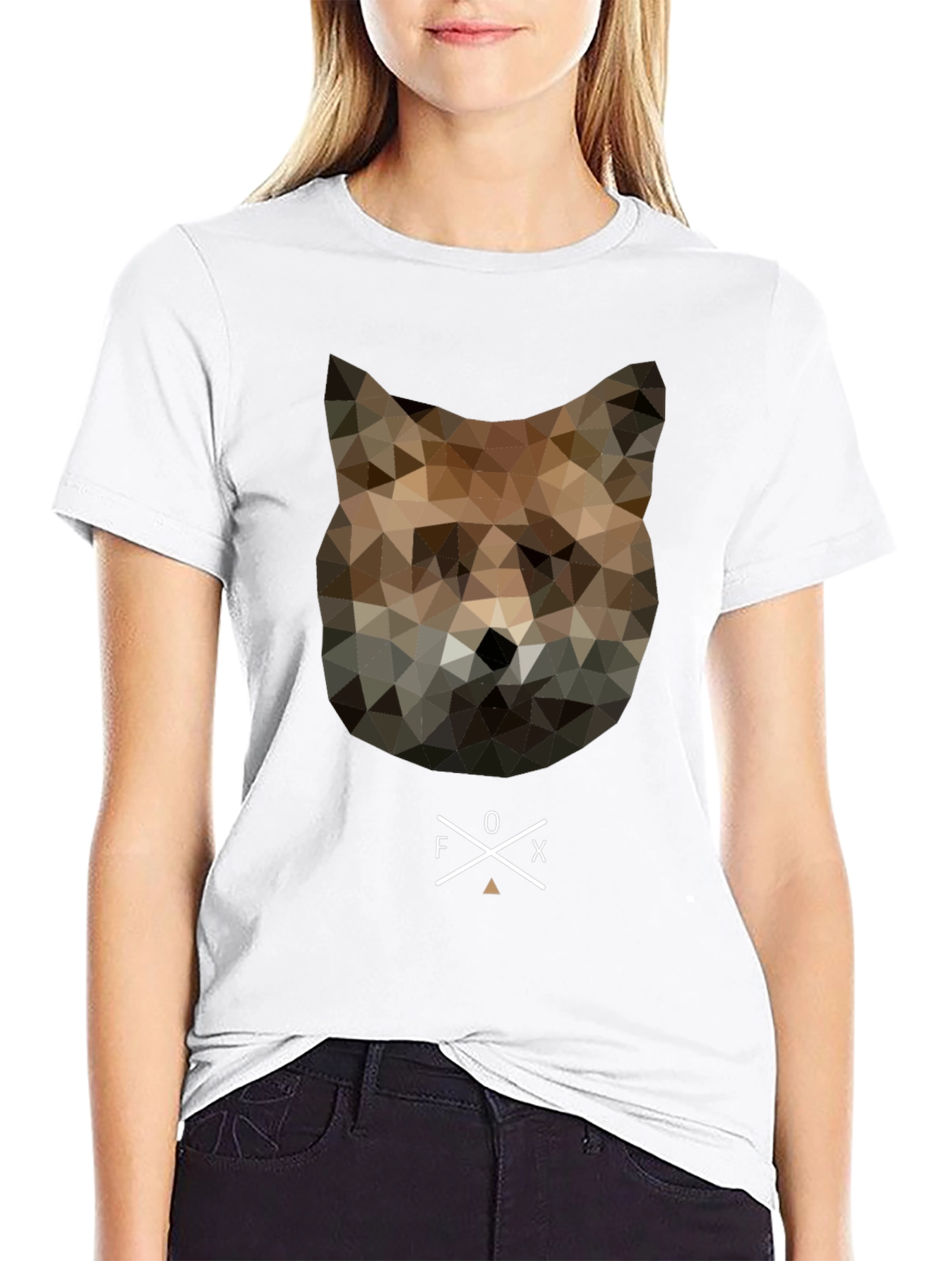 Geometric Fox Head Graphic Tee - Unique Mens T-Shirt