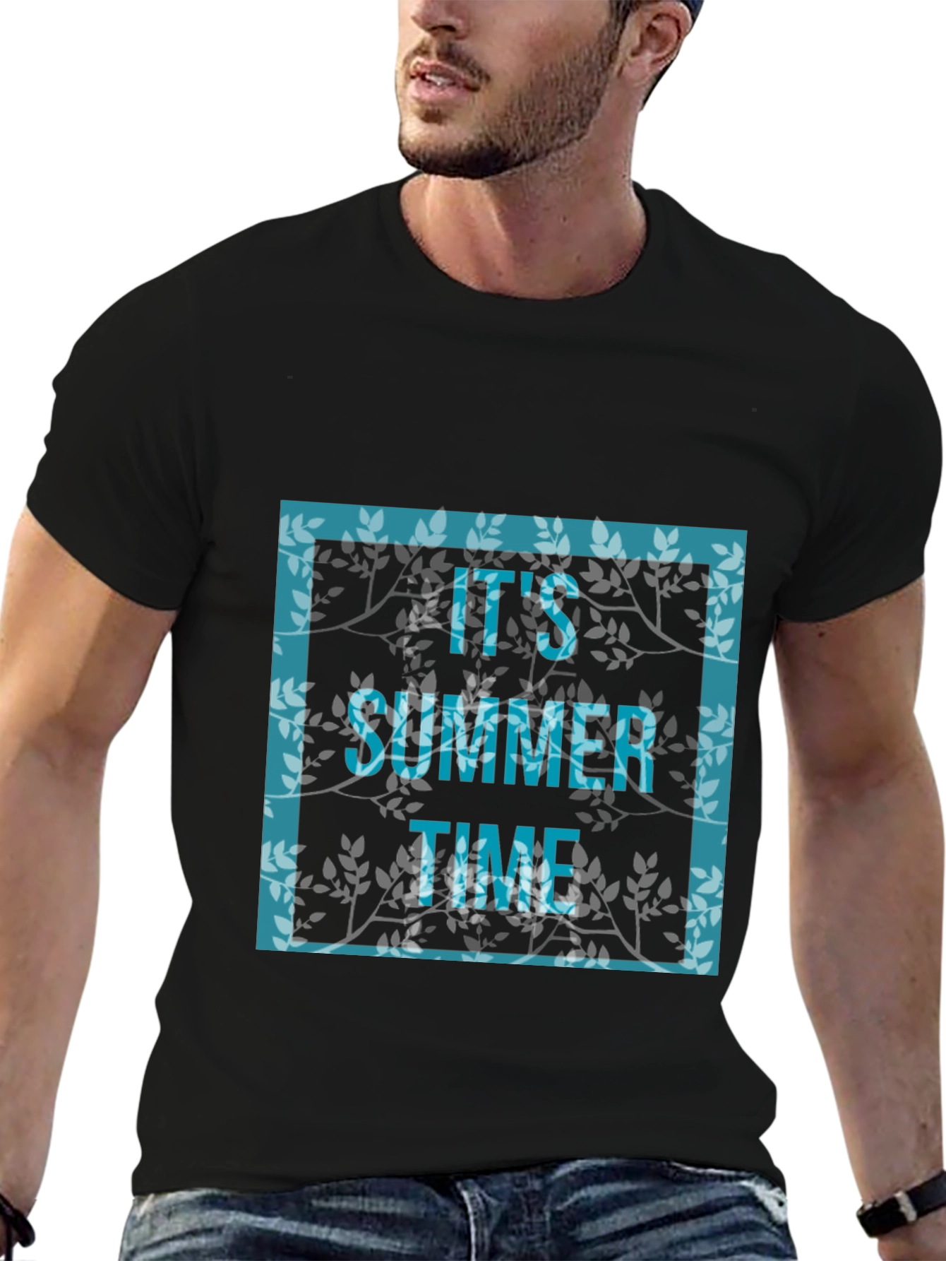 Its Summer Time Graphic Tee - Trendy Black T-Shirt