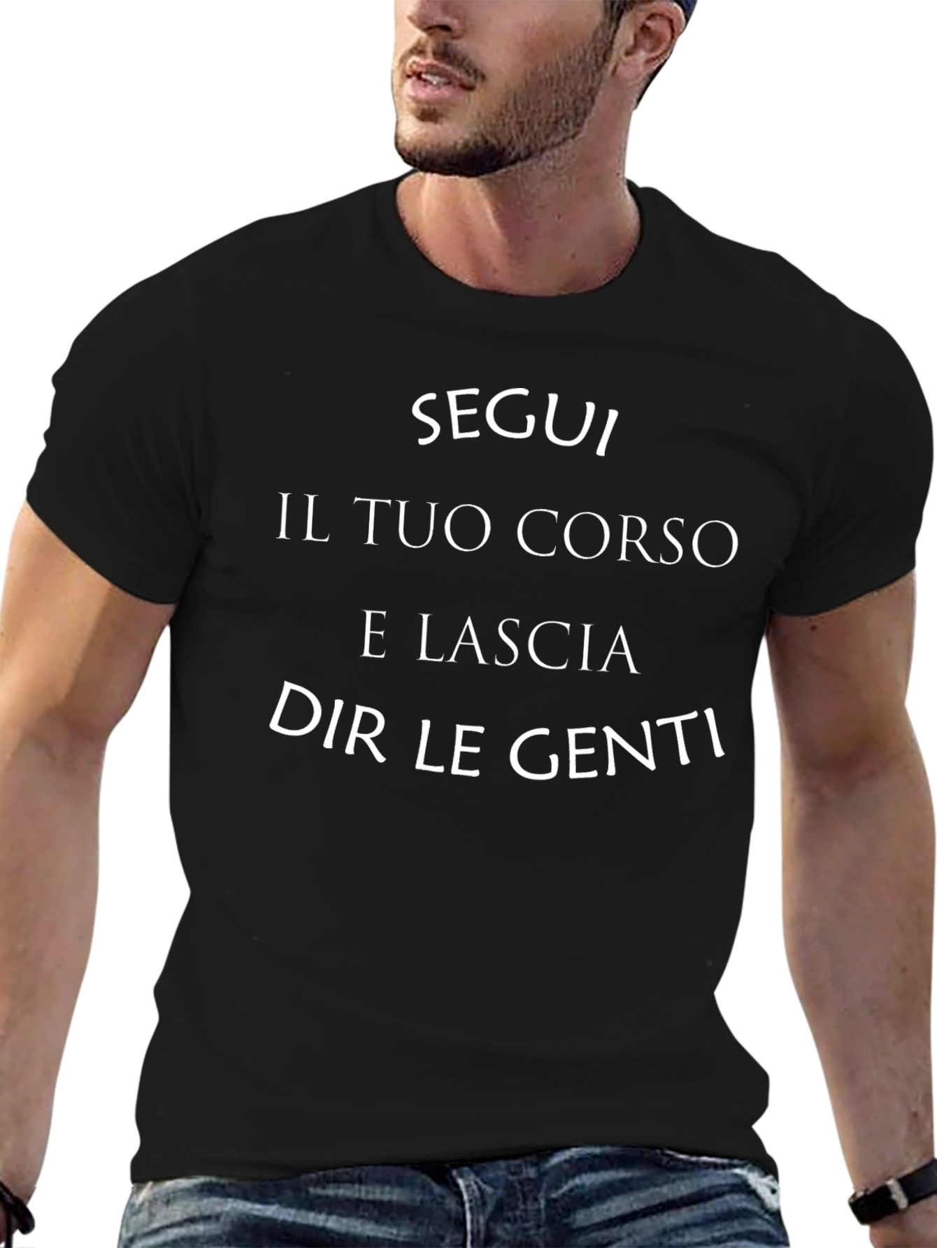 Mens Black T-Shirt - Italian Motto