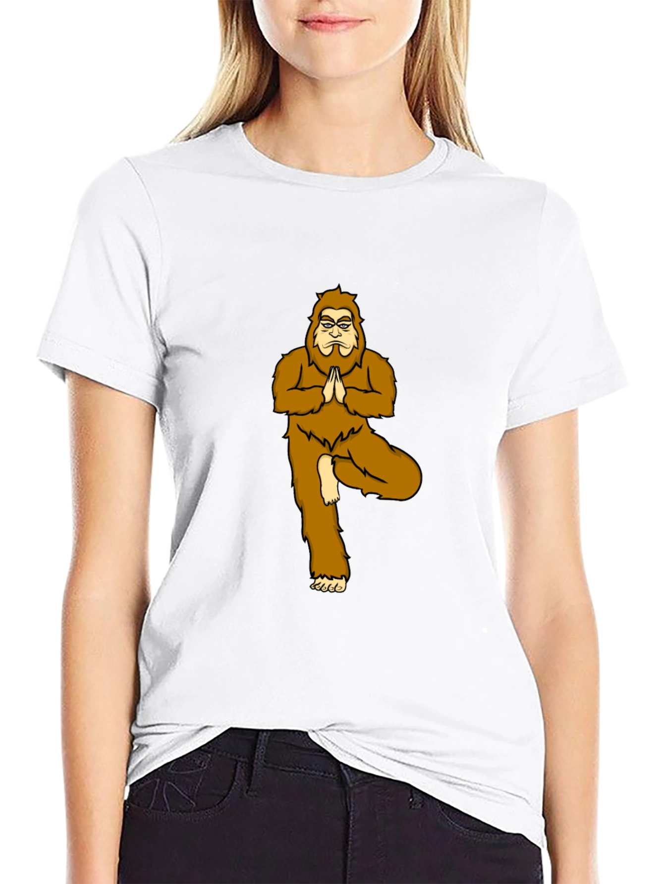 Yoga Bigfoot Black T-Shirt - Novelty Tee