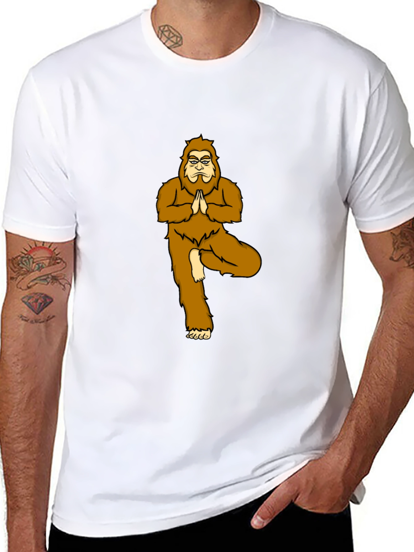 Yoga Bigfoot Black T-Shirt - Novelty Tee