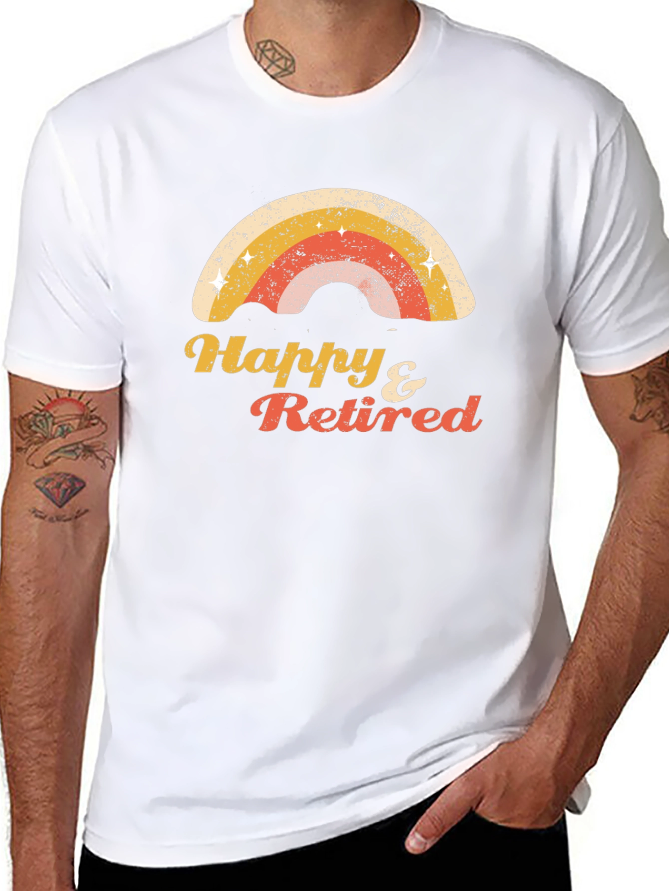 Happy & Retired Rainbow Graphic T-Shirt
