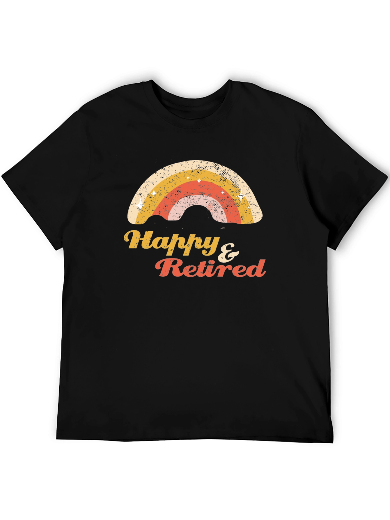 Happy & Retired Rainbow Graphic T-Shirt