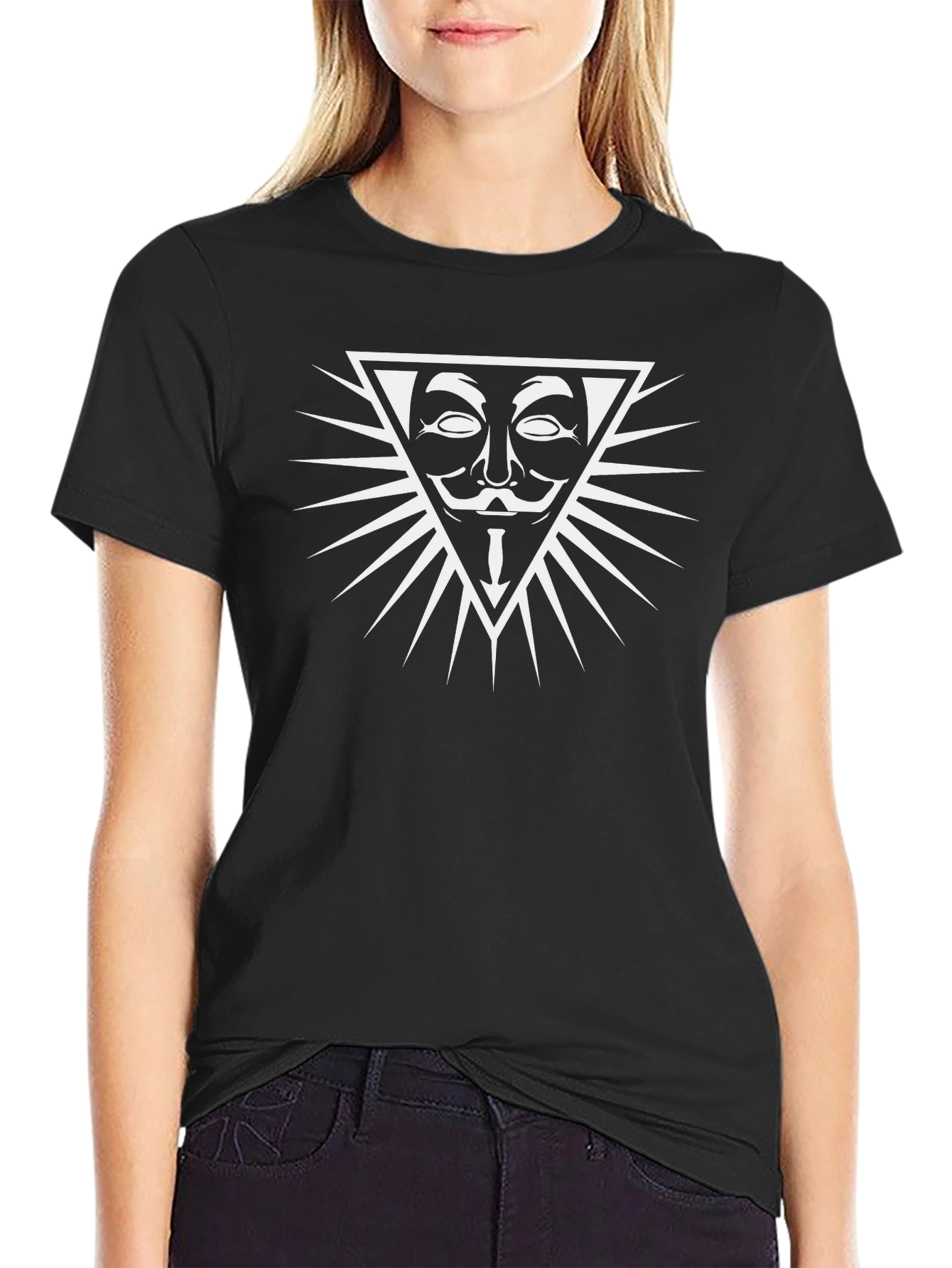 Anonymous Mask Graphic Black T-Shirt - Bold Statement Piece
