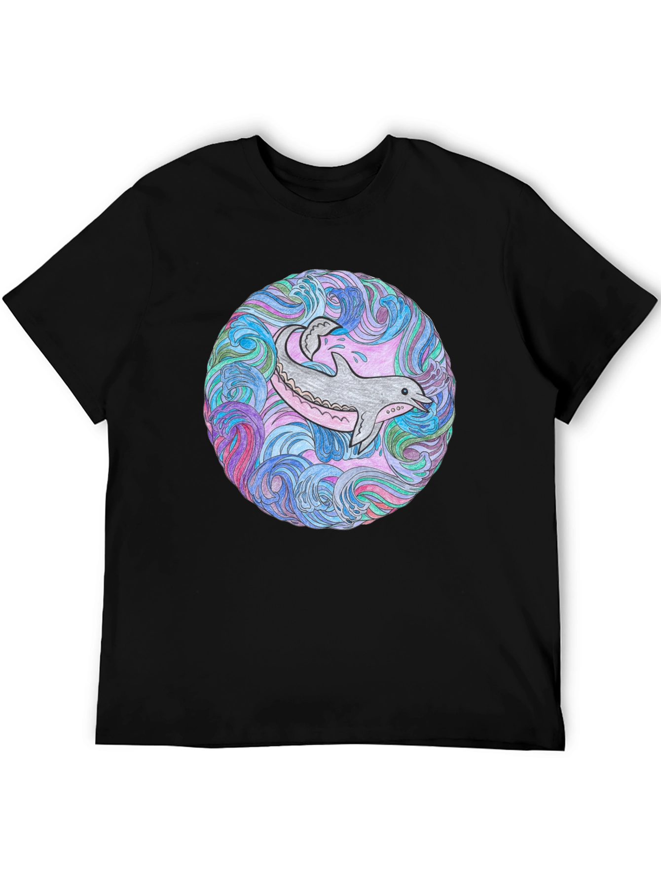 Dolphin Mandala Black T-Shirt
