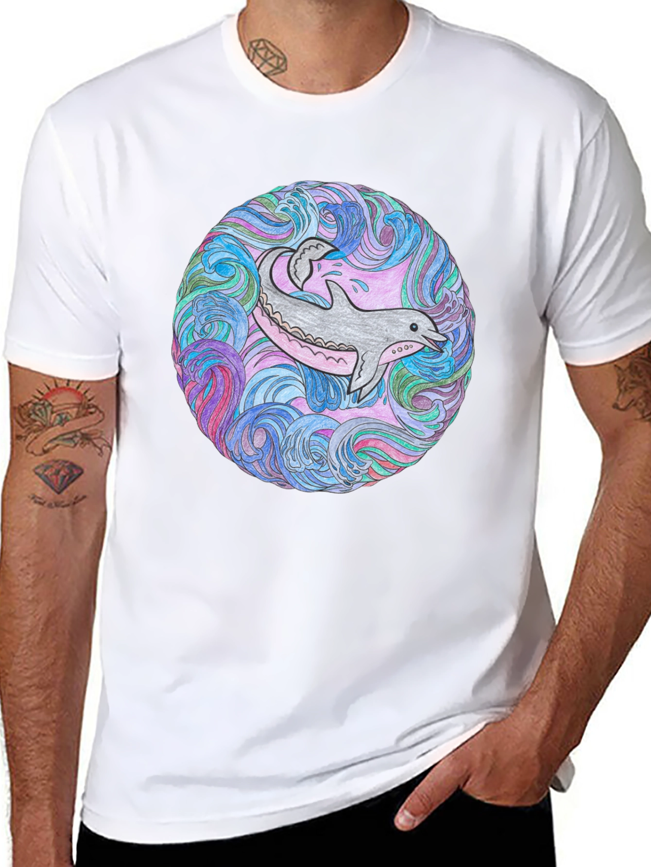 Dolphin Mandala Black T-Shirt
