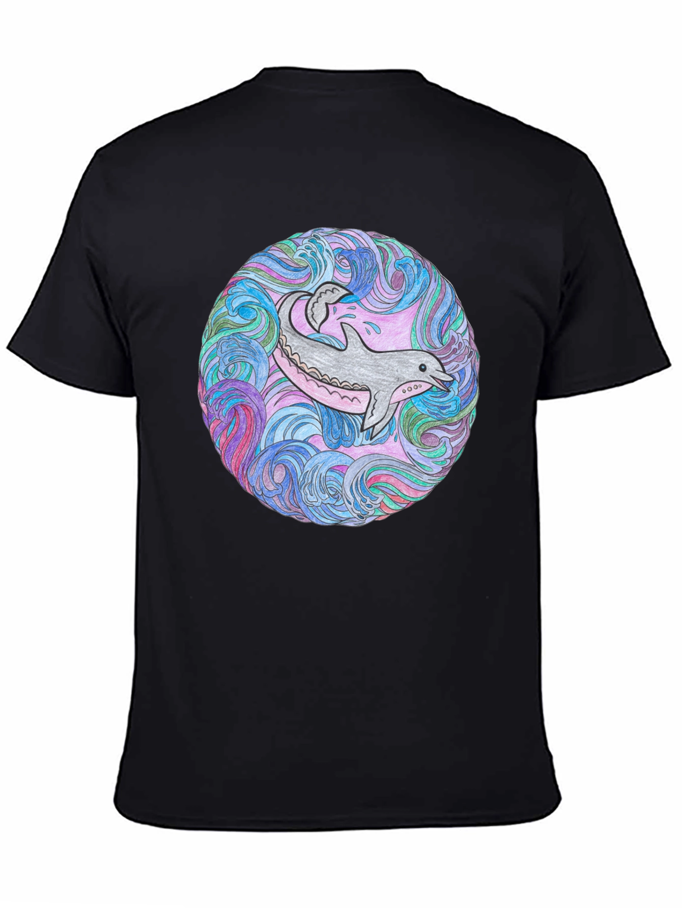 Dolphin Mandala Black T-Shirt