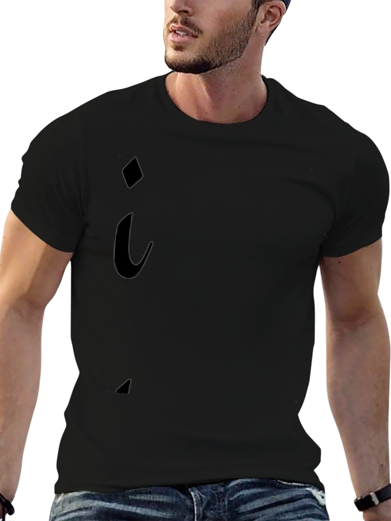 Mens Black Stylish Letter I T-Shirt Casual Wear
