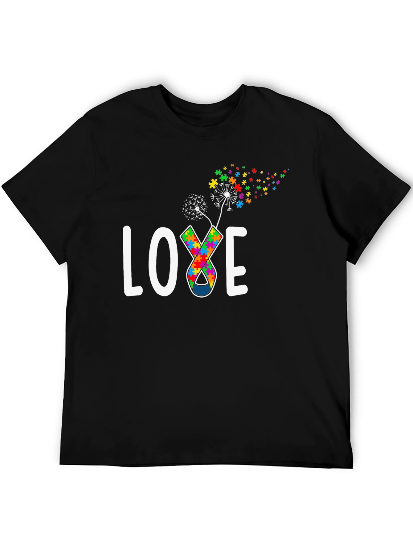 Autism Awareness Love Puzzle Piece Dandelion T-Shirt