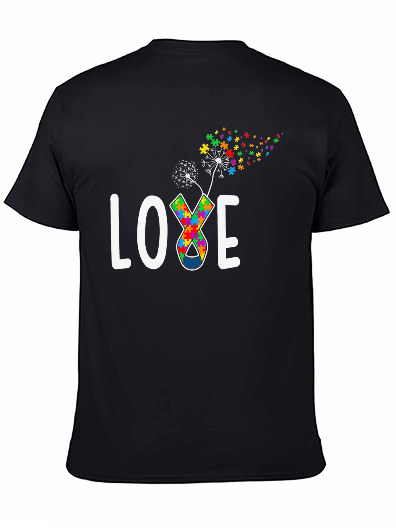 Autism Awareness Love Puzzle Piece Dandelion T-Shirt