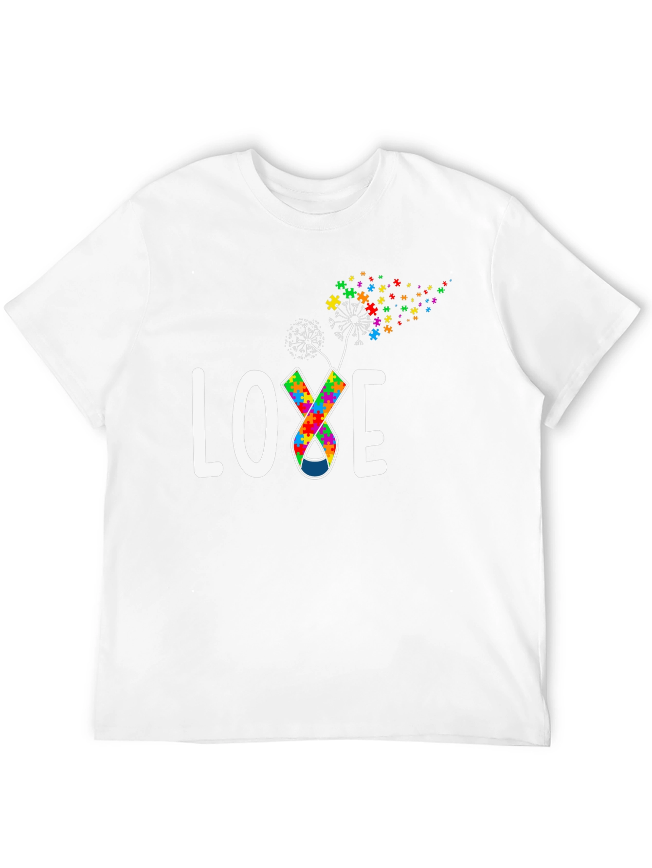 Autism Awareness Love Puzzle Piece Dandelion T-Shirt
