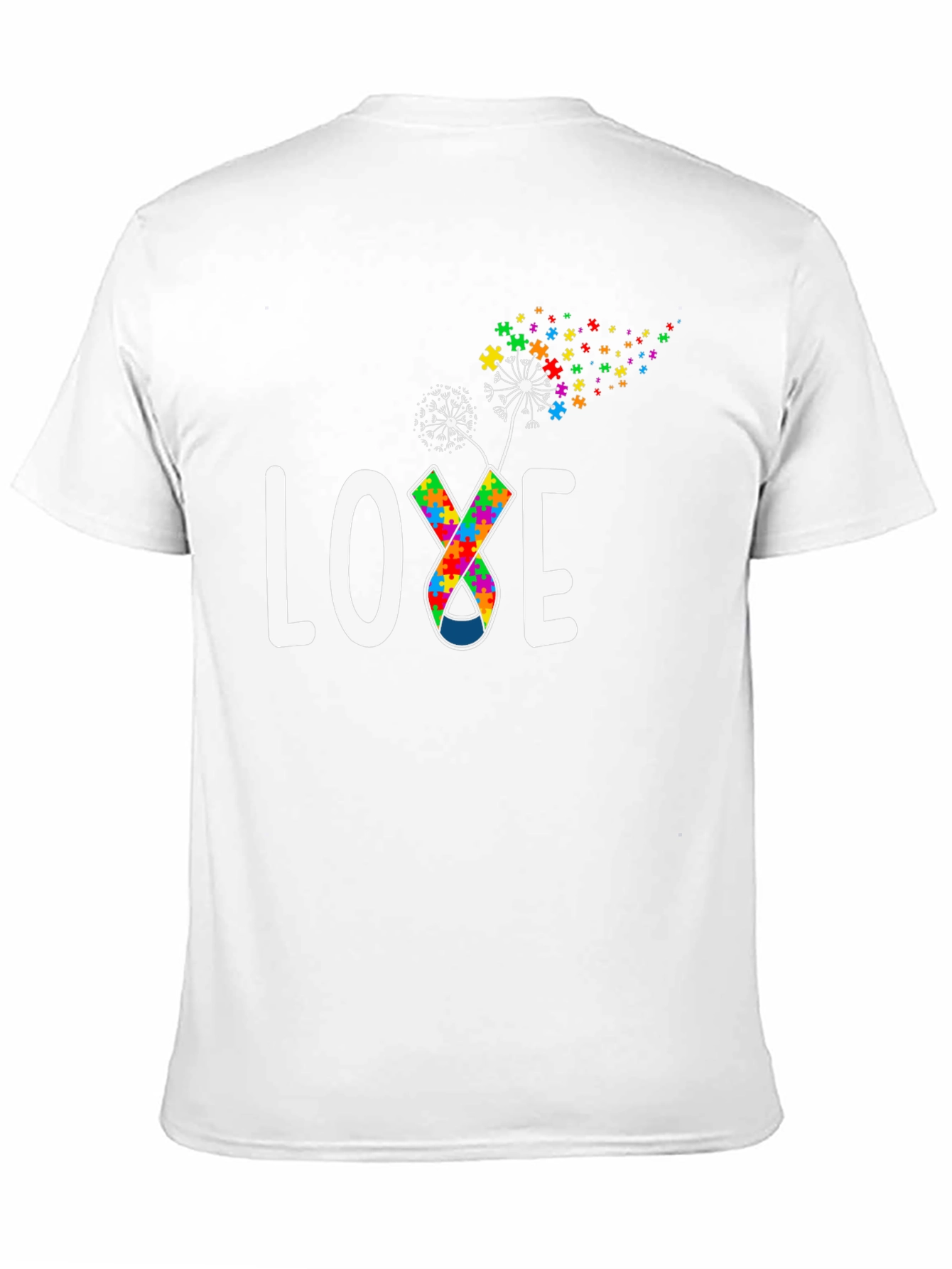 Autism Awareness Love Puzzle Piece Dandelion T-Shirt