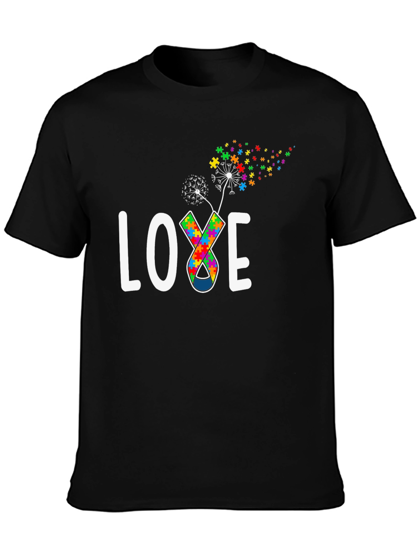 Autism Awareness Love Puzzle Piece Dandelion T-Shirt