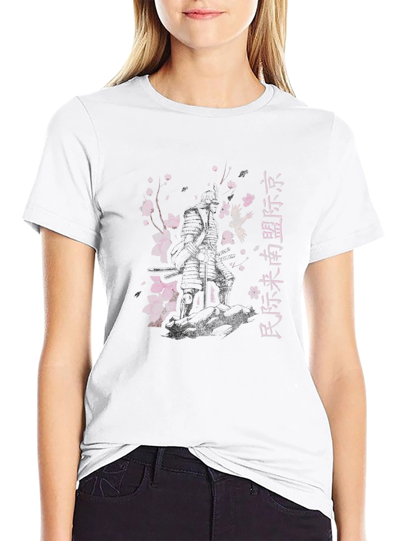 Cherry Blossom Warrior Graphic Tee - Black