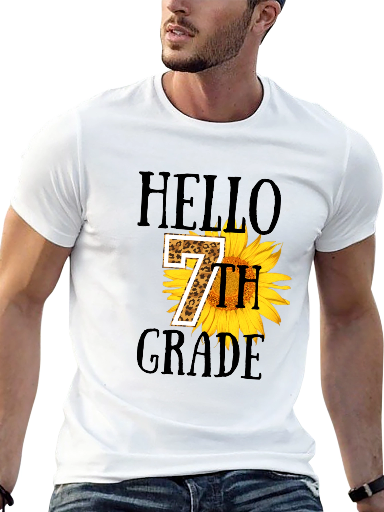 Hello 7th Grade Sunflower Graphic Tee