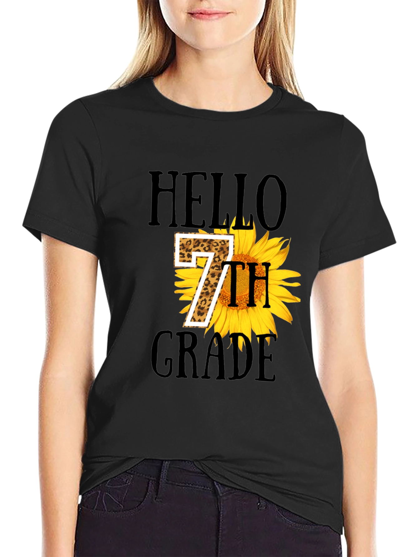 Hello 7th Grade Sunflower Graphic Tee