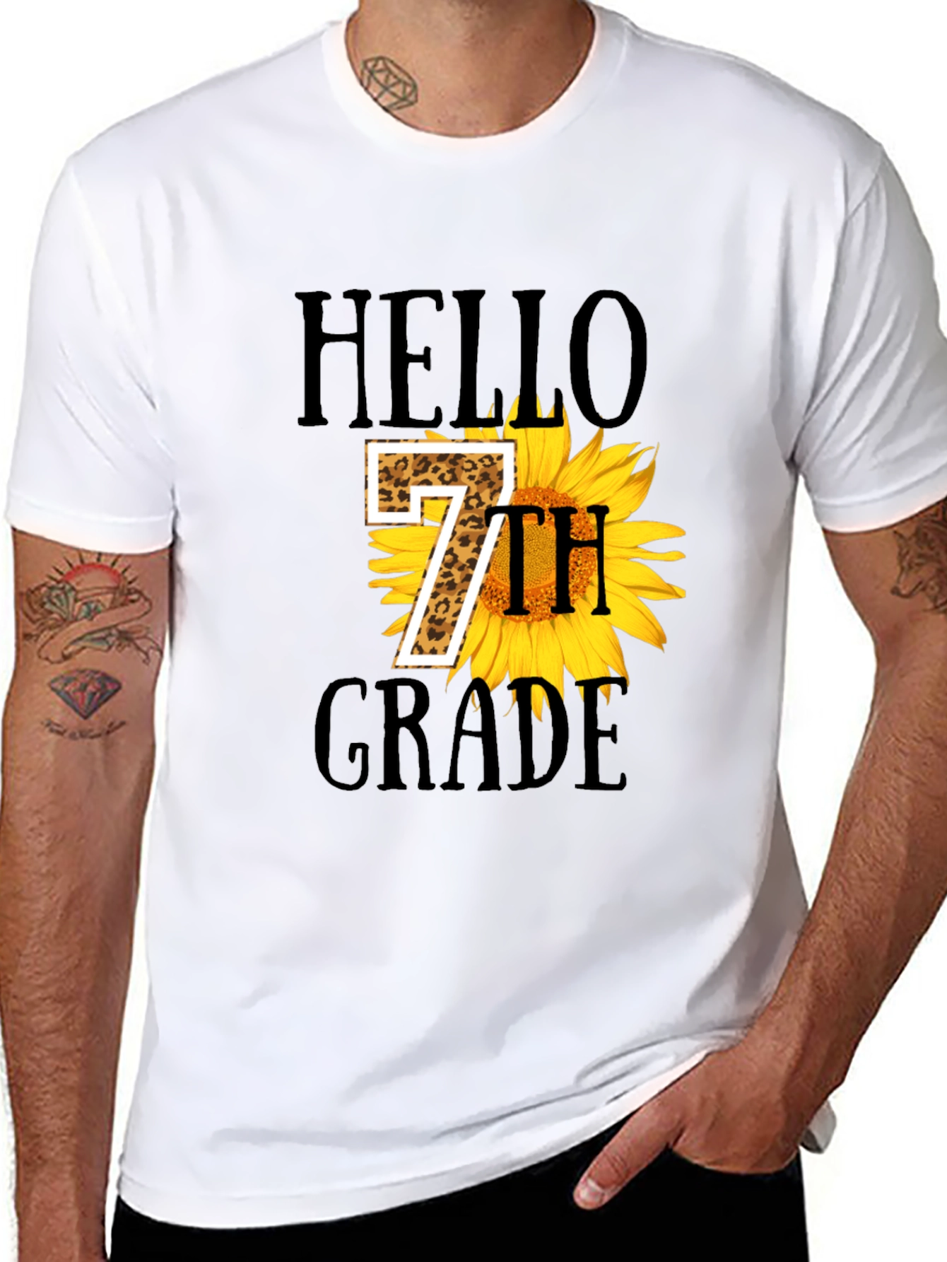 Hello 7th Grade Sunflower Graphic Tee