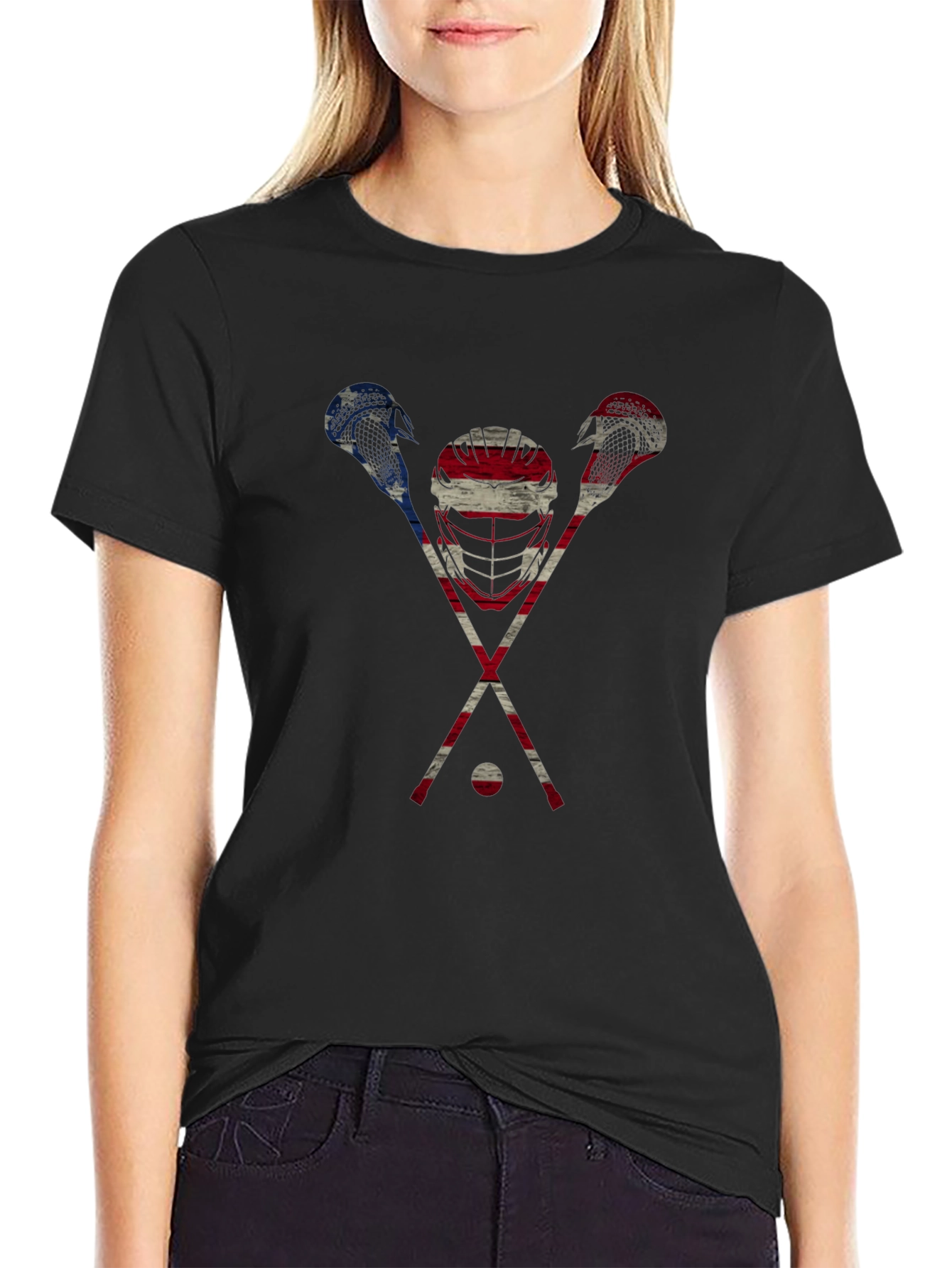 Patriotic Lacrosse Graphic T-Shirt