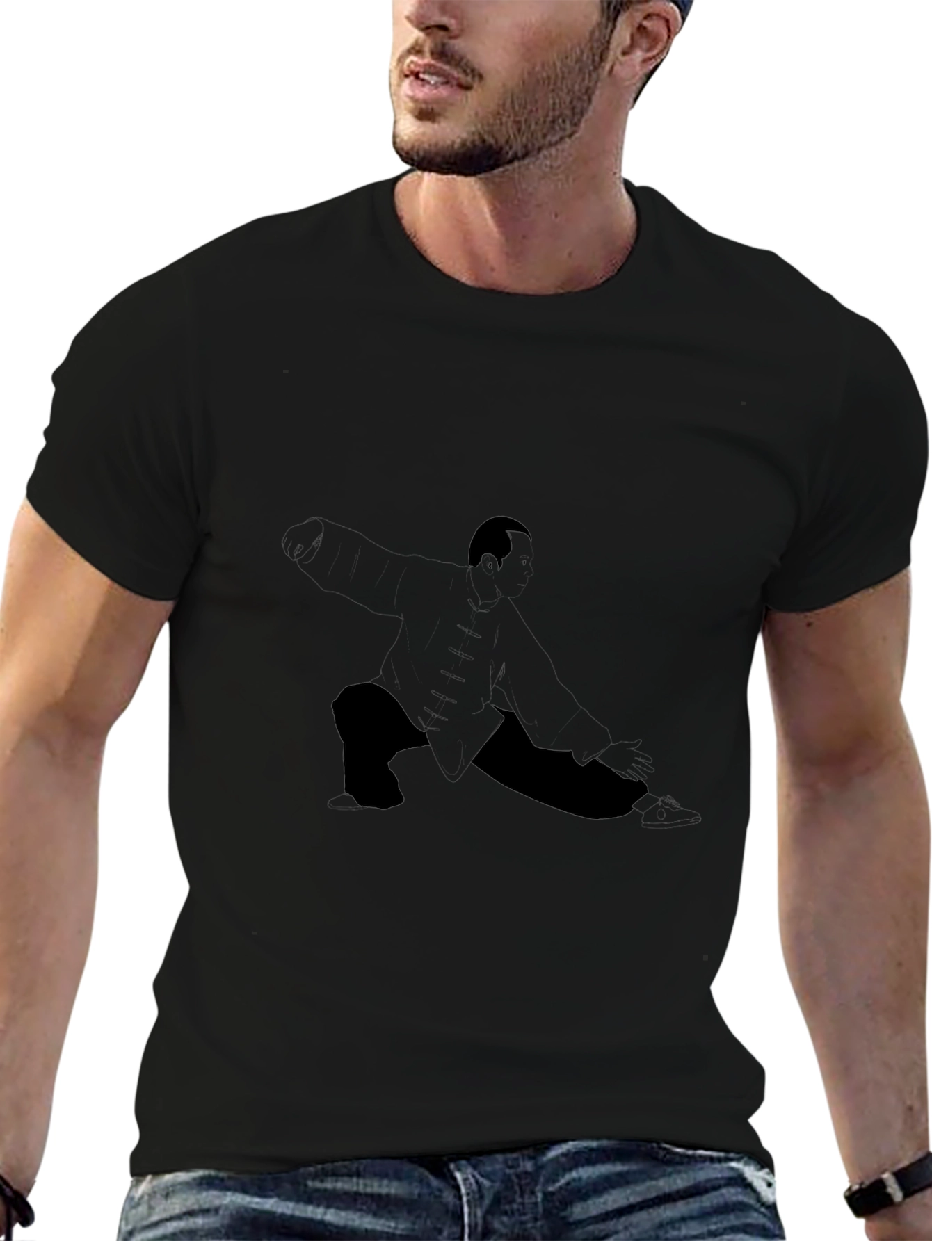 Mens Black Graphic Print Crew Neck T-Shirt