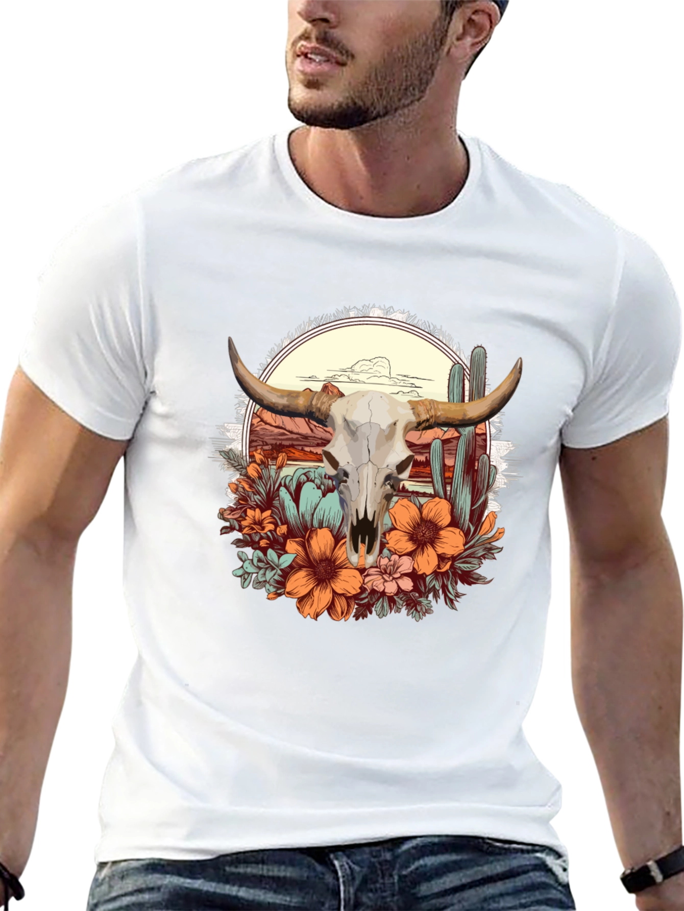 Desert Skull Graphic Tee - Western Style