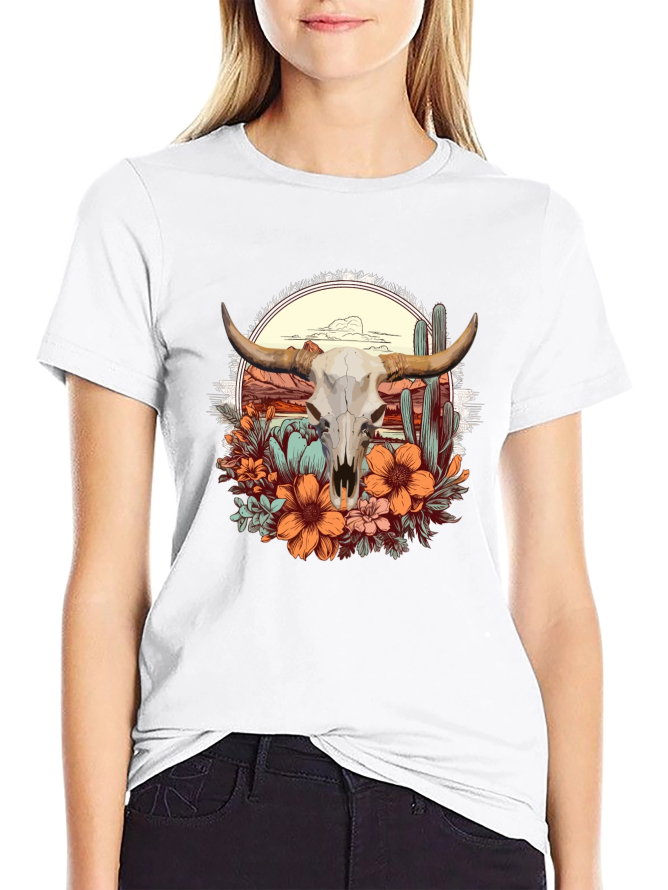 Desert Skull Graphic Tee - Western Style