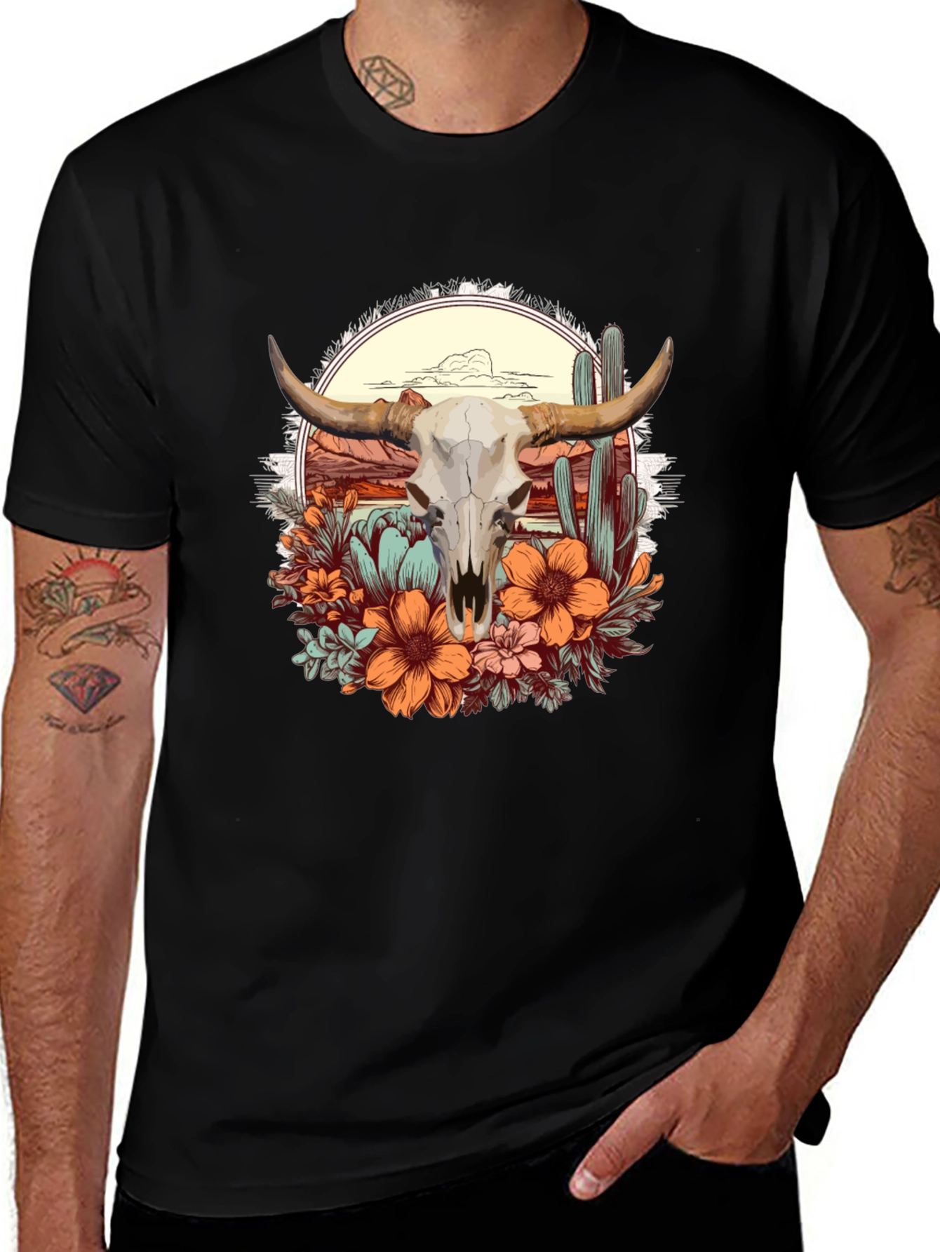 Desert Skull Graphic Tee - Western Style
