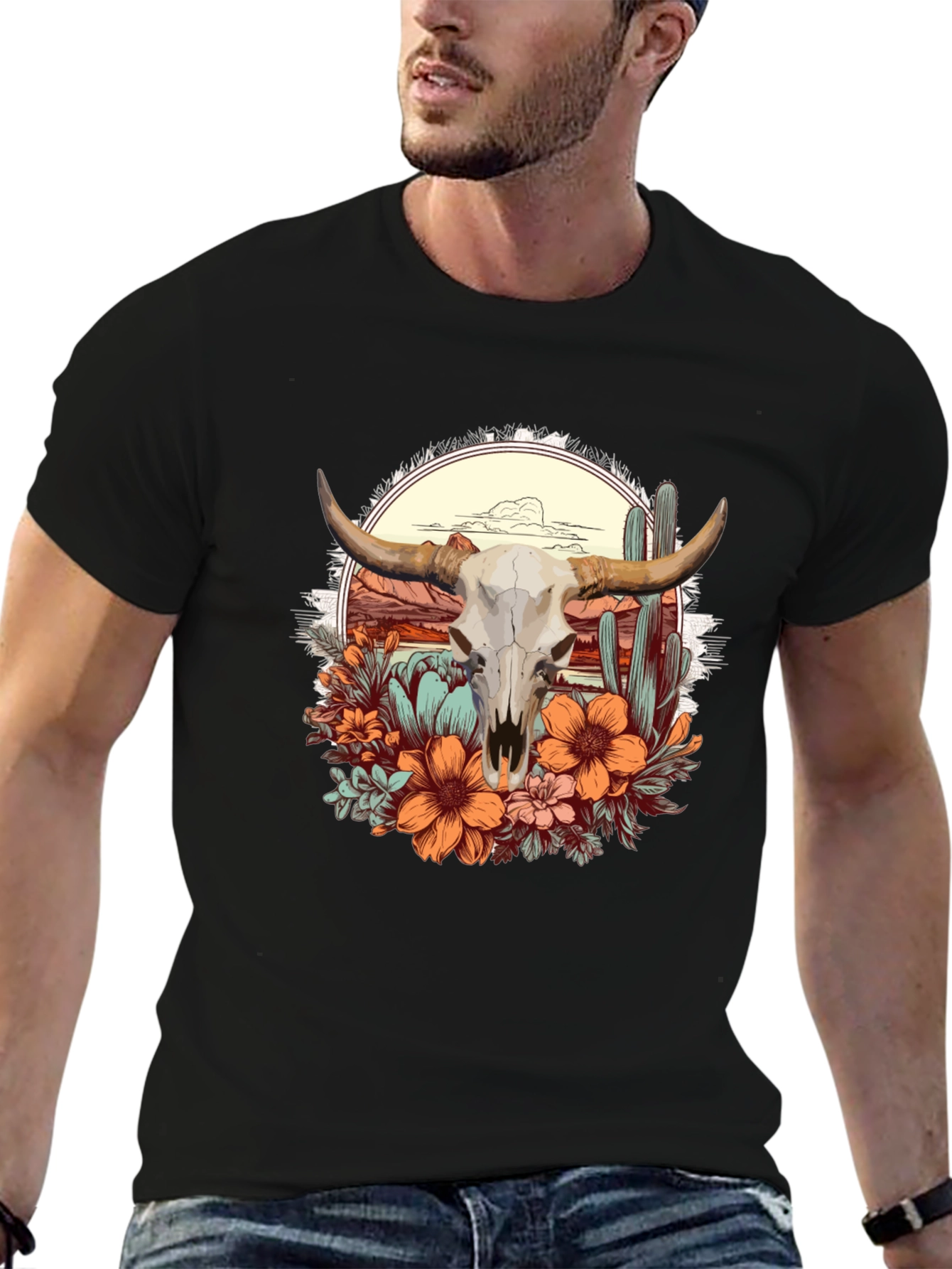 Desert Skull Graphic Tee - Western Style