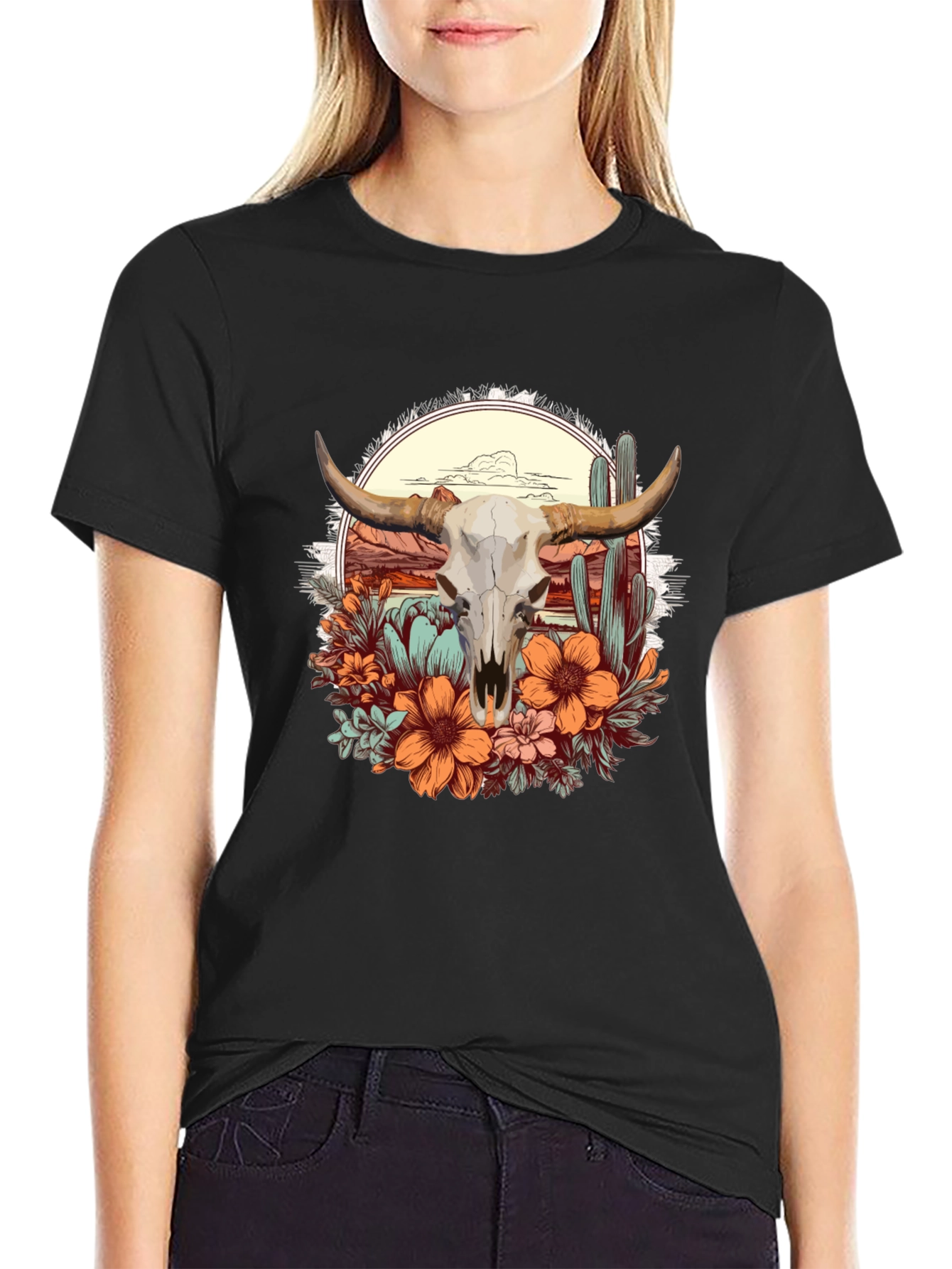Desert Skull Graphic Tee - Western Style