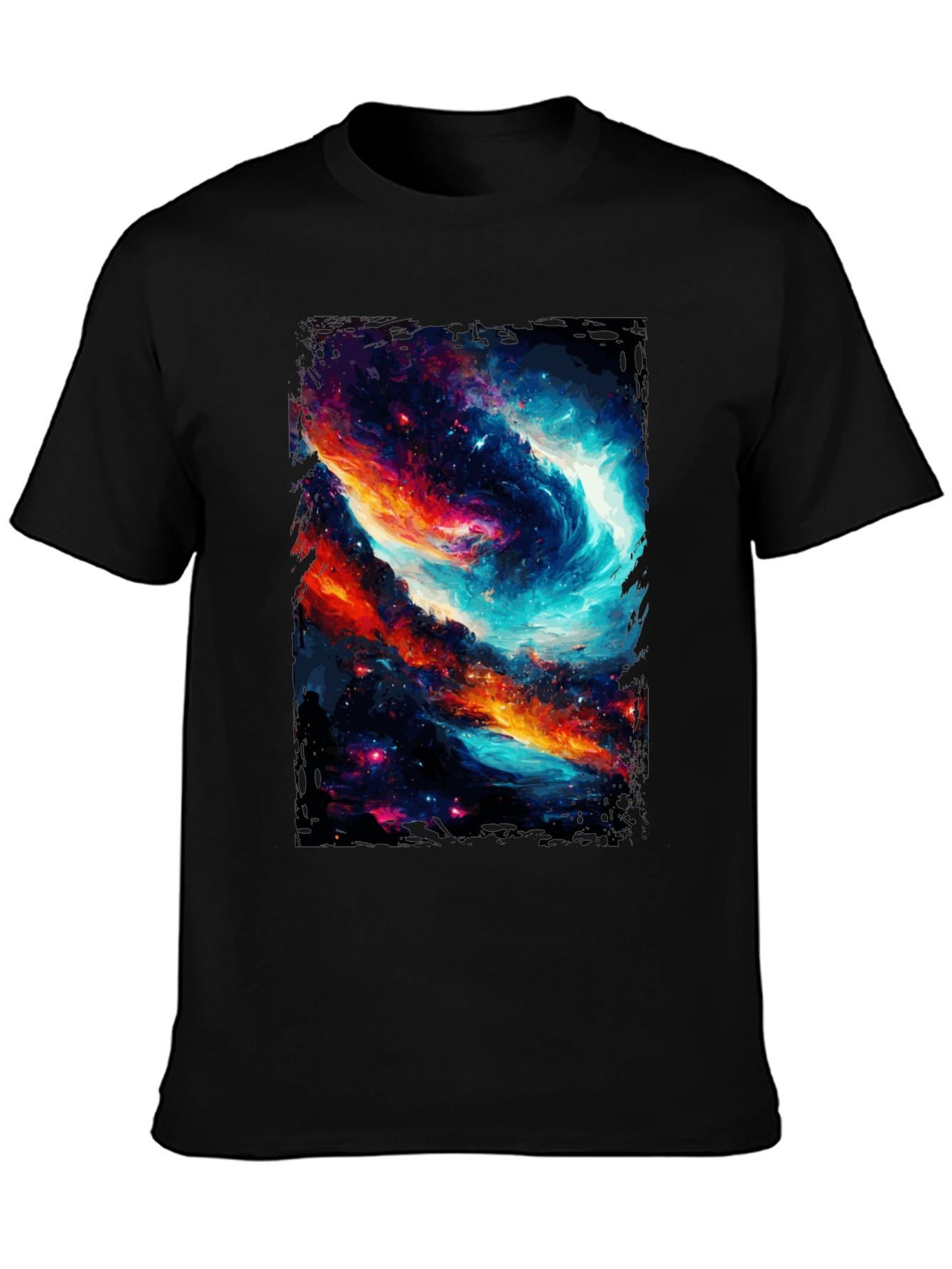 Cosmic Galaxy Graphic Tee - Black Cotton Blend