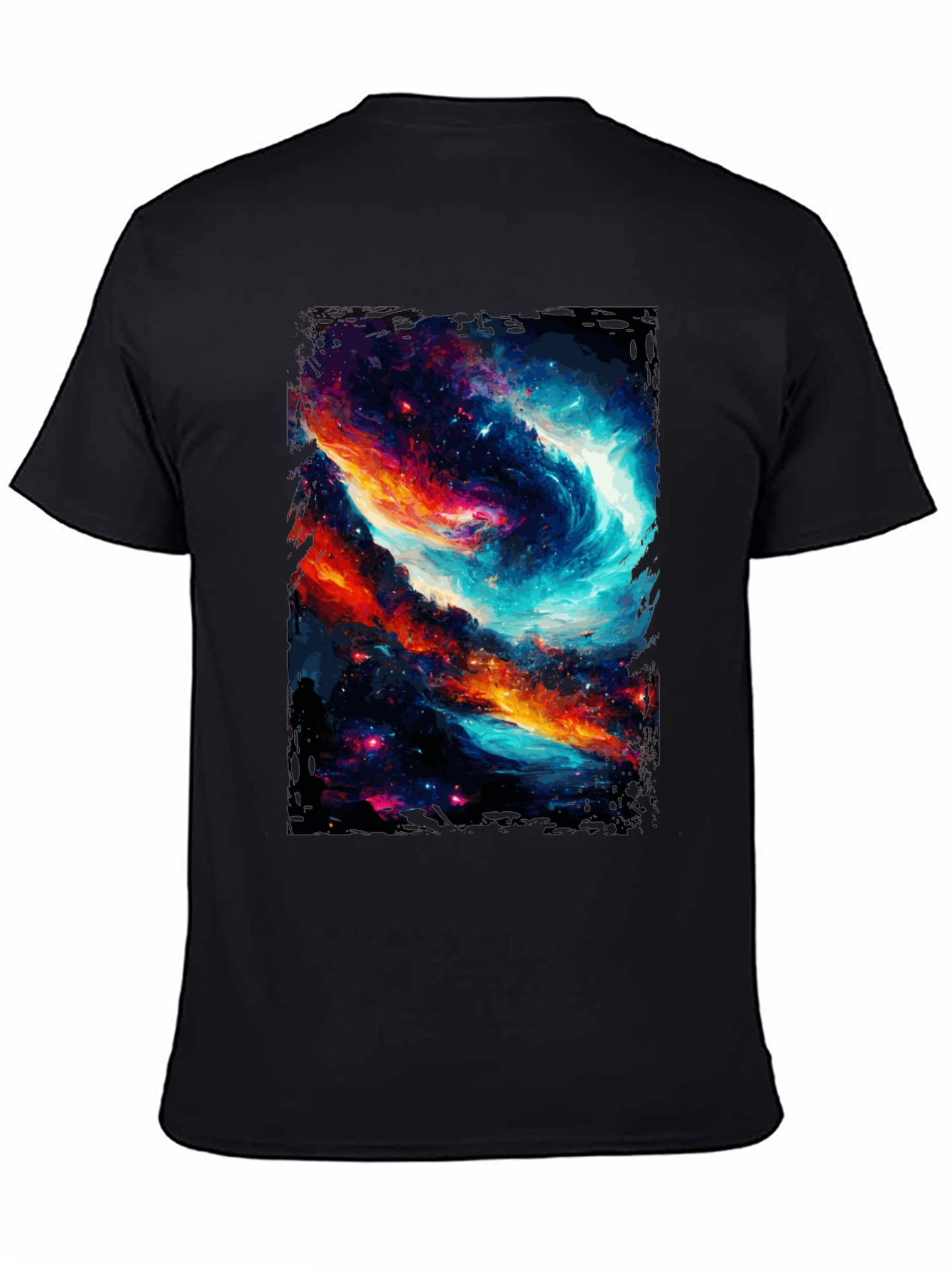 Cosmic Galaxy Graphic Tee - Black Cotton Blend