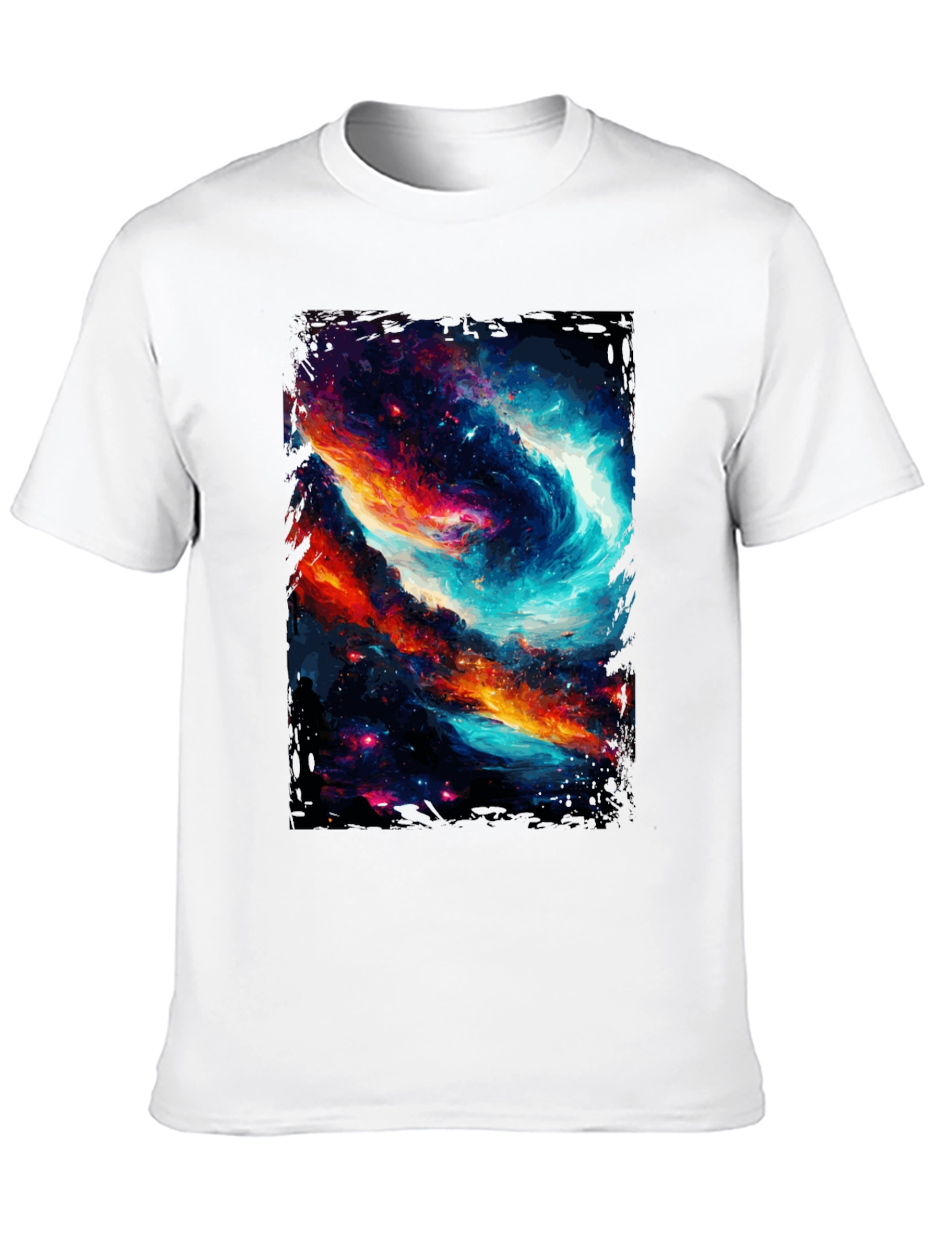 Cosmic Galaxy Graphic Tee - Black Cotton Blend