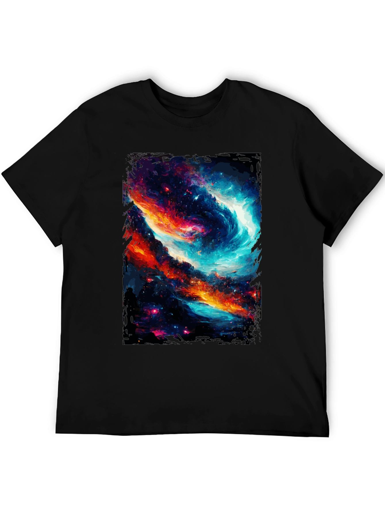Cosmic Galaxy Graphic Tee - Black Cotton Blend