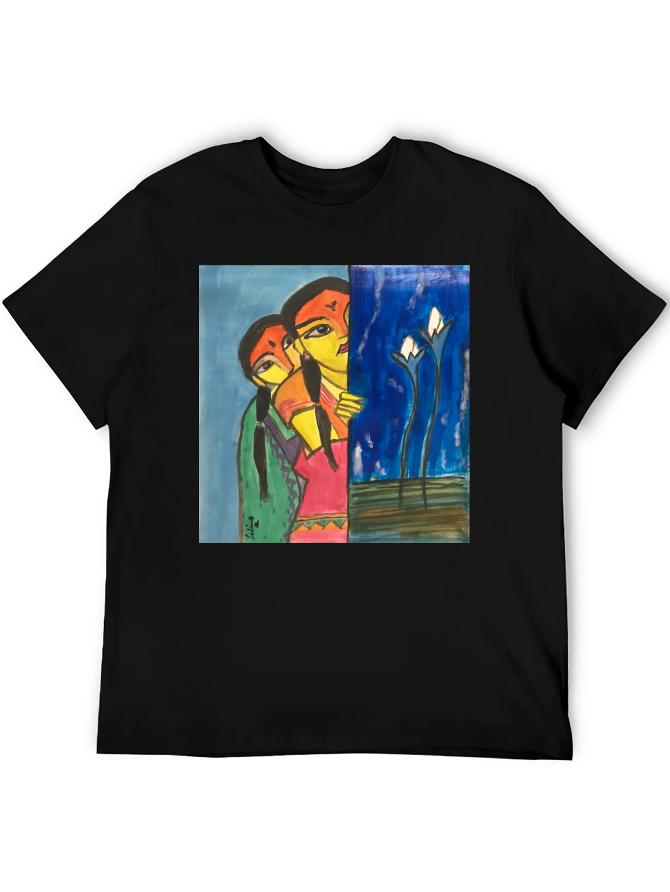 Unique Art Print Black T-Shirt