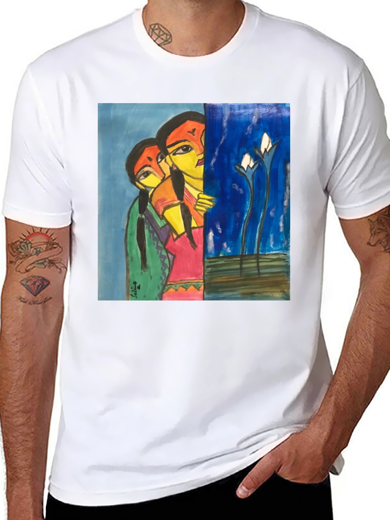 Unique Art Print Black T-Shirt