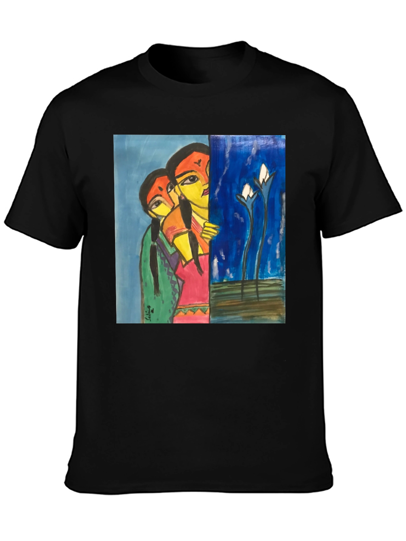 Unique Art Print Black T-Shirt