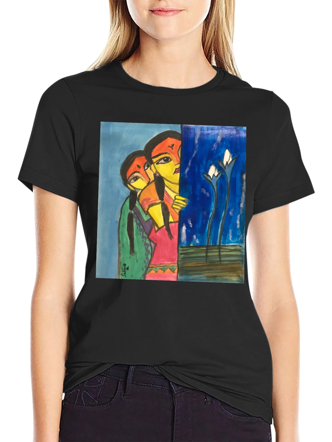 Unique Art Print Black T-Shirt