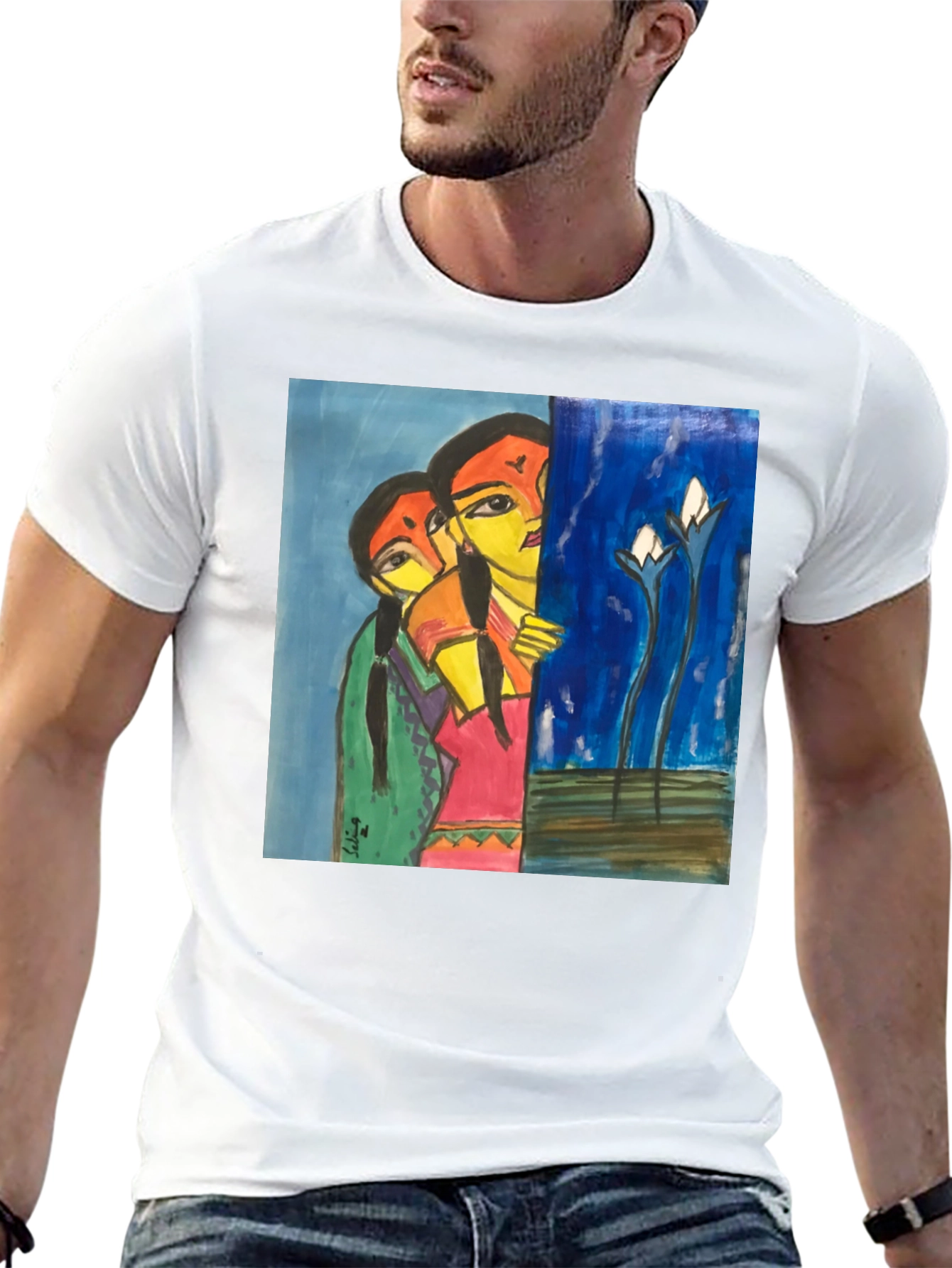 Unique Art Print Black T-Shirt