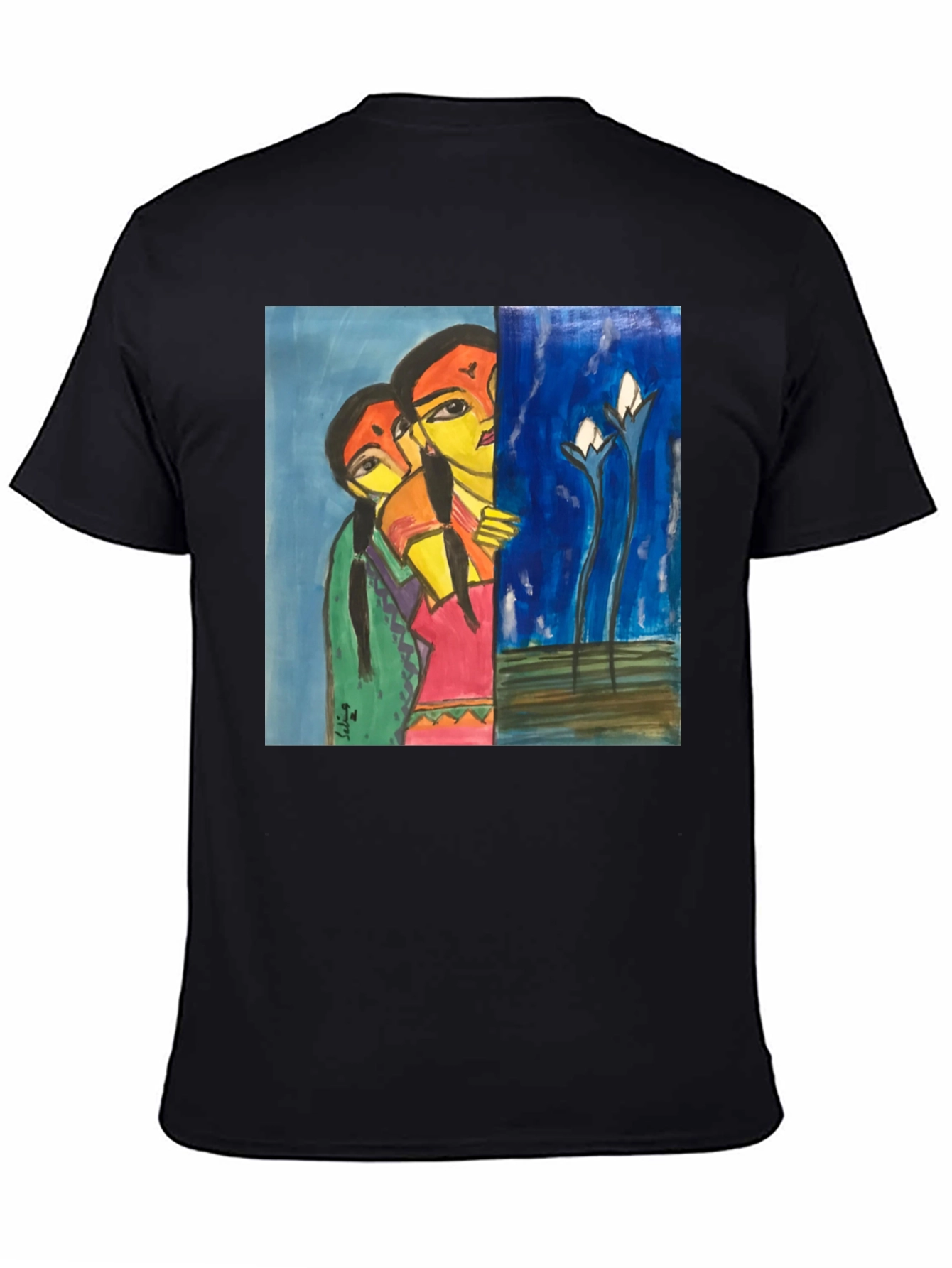 Unique Art Print Black T-Shirt