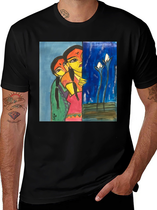 Unique Art Print Black T-Shirt