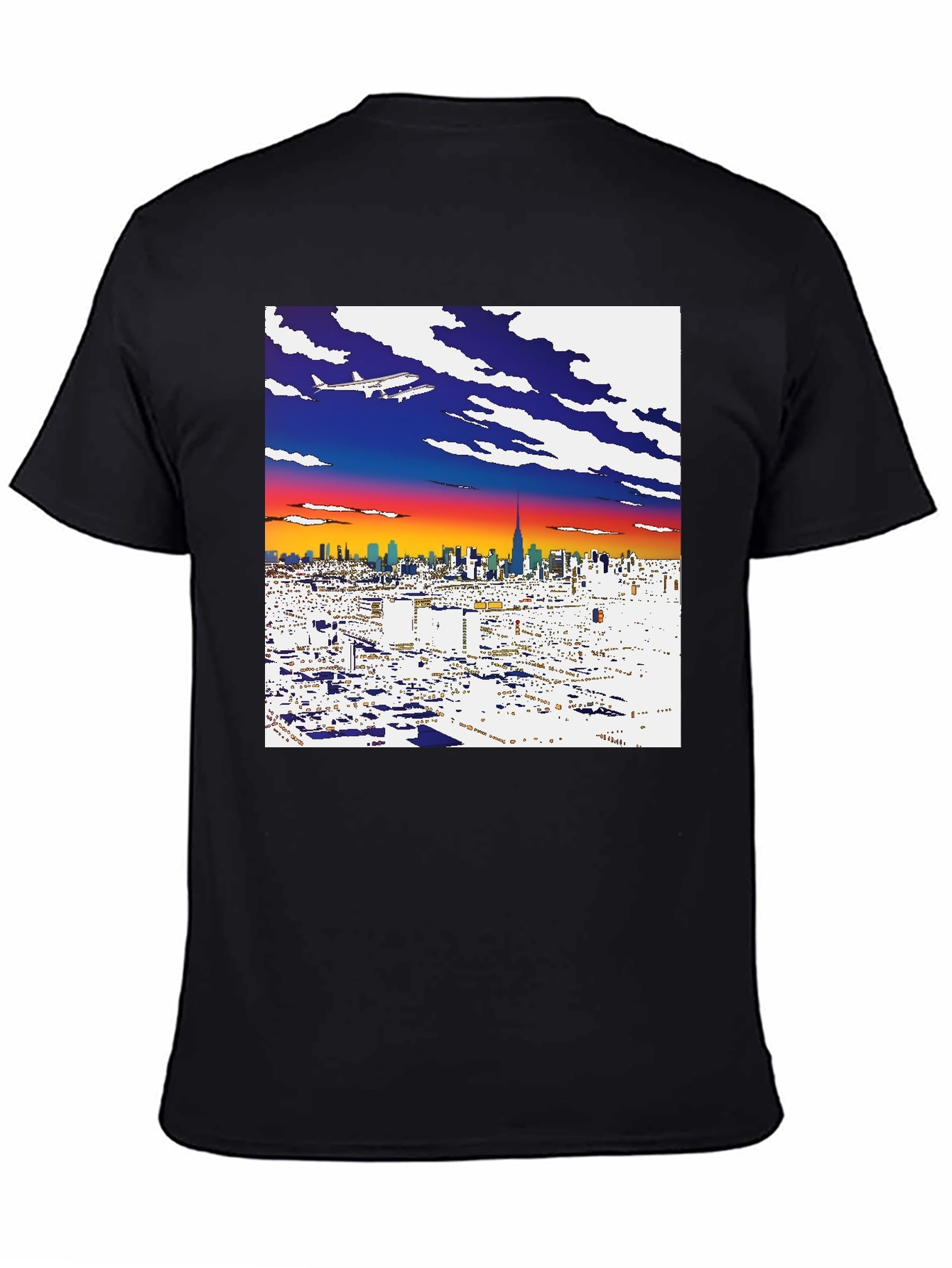 Cityscape Airplane Graphic Tee